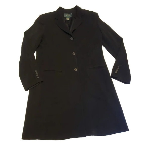 Ralph Lauren Jackets & Blazers - Vintage Ralph Lauren Womens Black Lined Long Blazer Dress Coat Sz 12 *Small Flaw